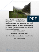 Ficha Ambiental Definitiva y PMA Del Proyecto: Construcción y Mejoramiento Del Sistema de Agua Potable para Los Barrios Marcopamba, La Elvira, Comunidades y San Gabriel, Parroquia Yangana