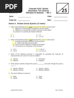 Diffusion and Osmosis Worksheet