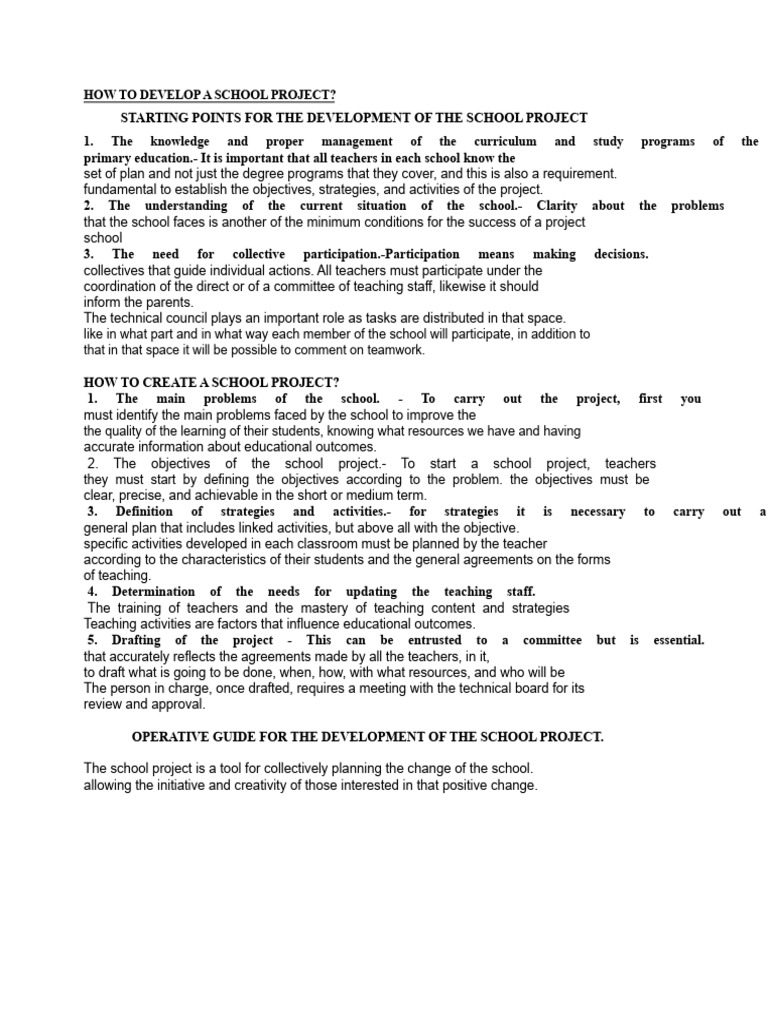 Developing a School Project Guide | PDF | Teachers | Learning