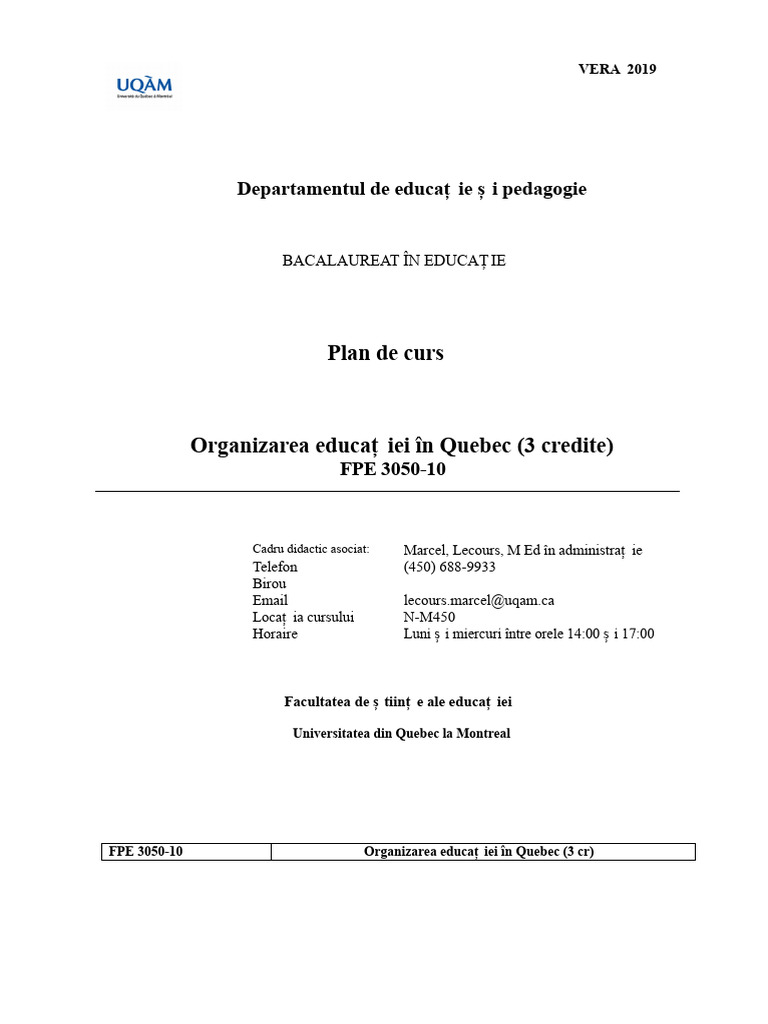 FPE3050 - Plan de Curs | PDF
