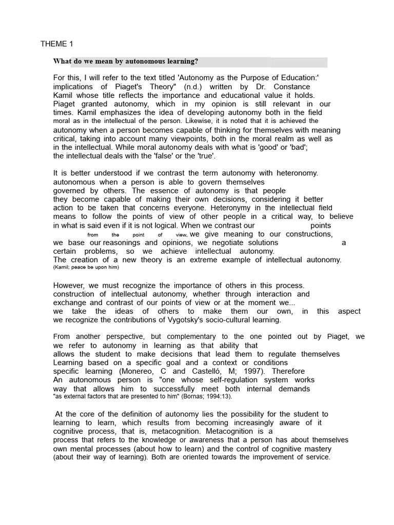 Understanding Autonomous Learning | PDF | Learning | Autonomy