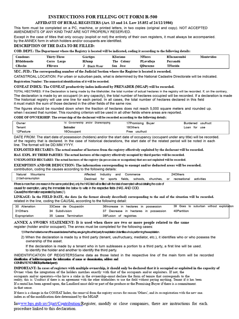 R-500 Form Filling Instructions | PDF | Lease | Property Law
