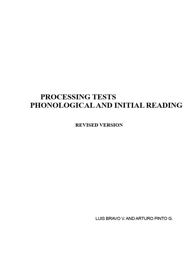 Phonological Processing and Initial Reading Test | PDF | Cognitive ...