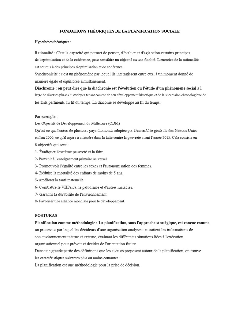 Fondations Théoriques de La Planification Sociale | PDF | Planification ...
