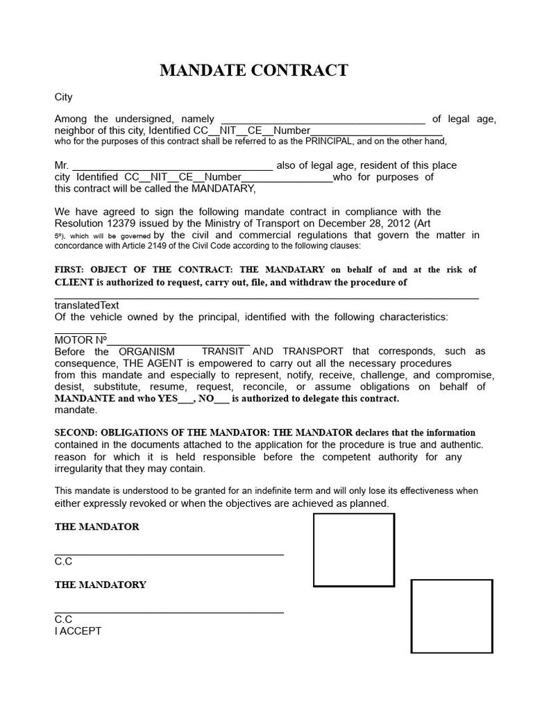 Contract of Mandate Natural Person 1 PDF | PDF