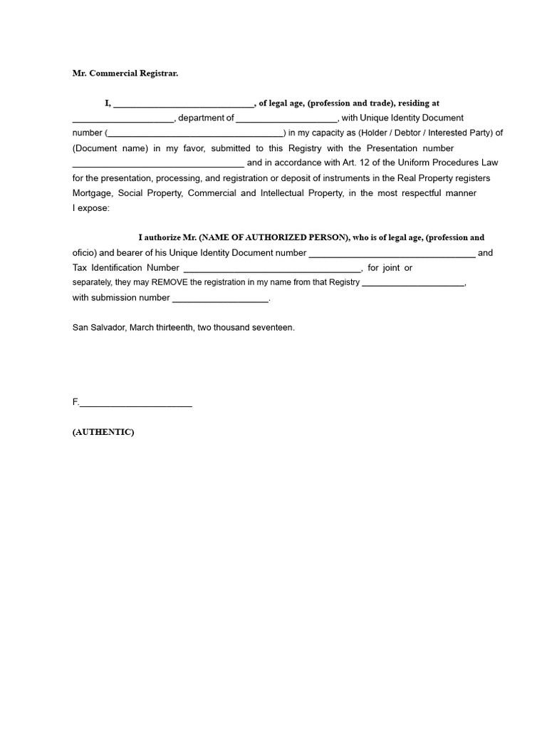 Authorization Model For Withdrawal of CNR Document | PDF