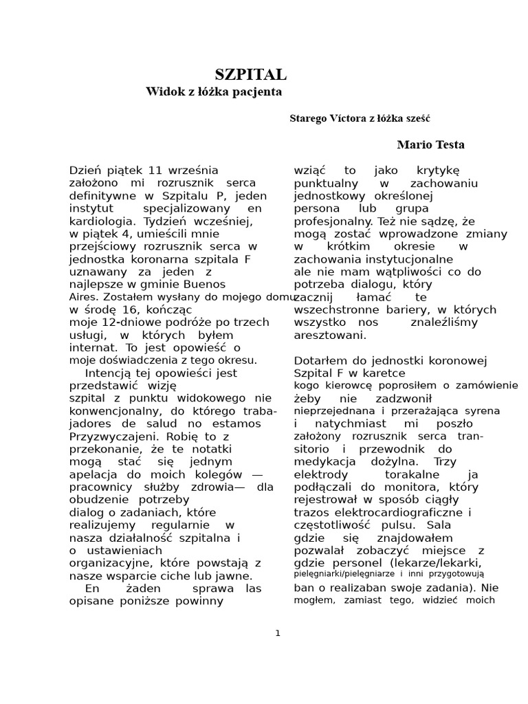 Mario Testa Szpital | PDF