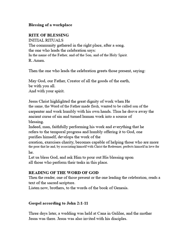 Workplace Blessing Ceremony Guide | PDF | Religious Belief And Doctrine ...
