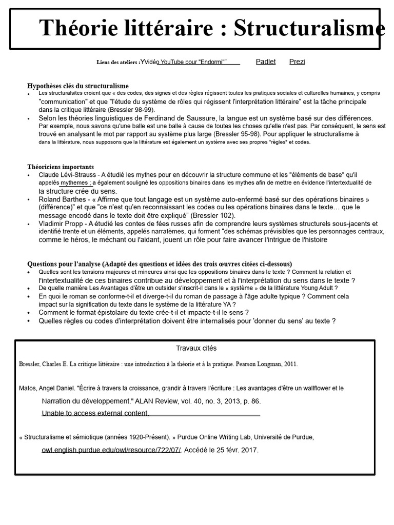 Introduction au structuralisme littéraire | PDF | Communication humaine ...