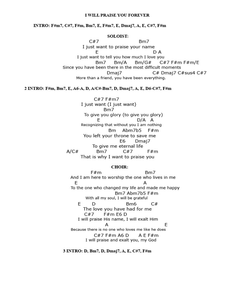 Forever I Will Praise You Lyrics | PDF | Glory (Religion) | Systematic ...