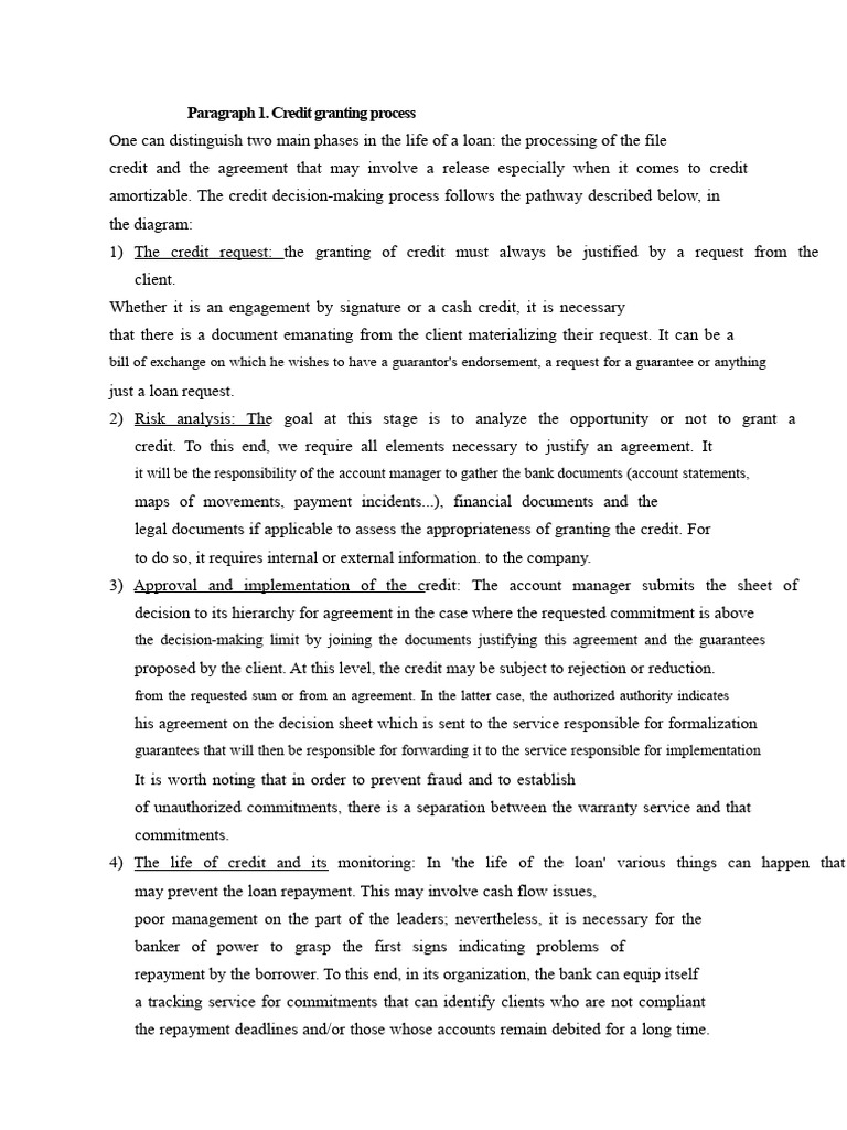 Credit Granting Process Overview | PDF | Banks | Credit