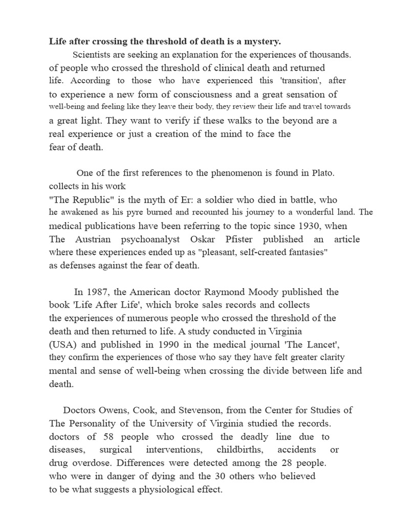 Exploring NearDeath Experiences PDF Death Senses