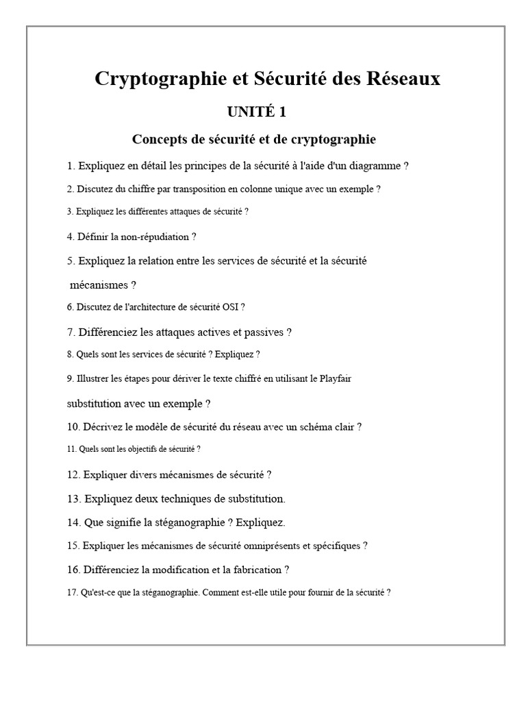 Cryptographie et Sécurité des Réseaux | PDF | Sécurité de la couche de ...