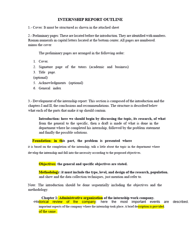 3 Schema For Preparing Internship Report | PDF
