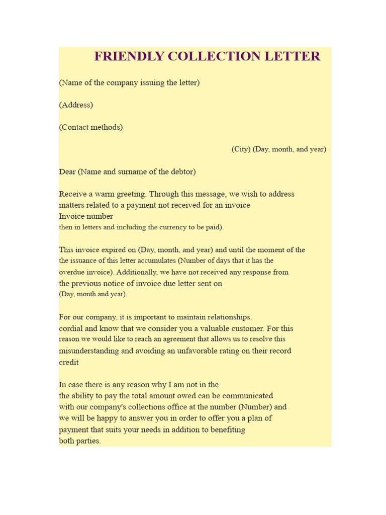Friendly Collection Letter | PDF