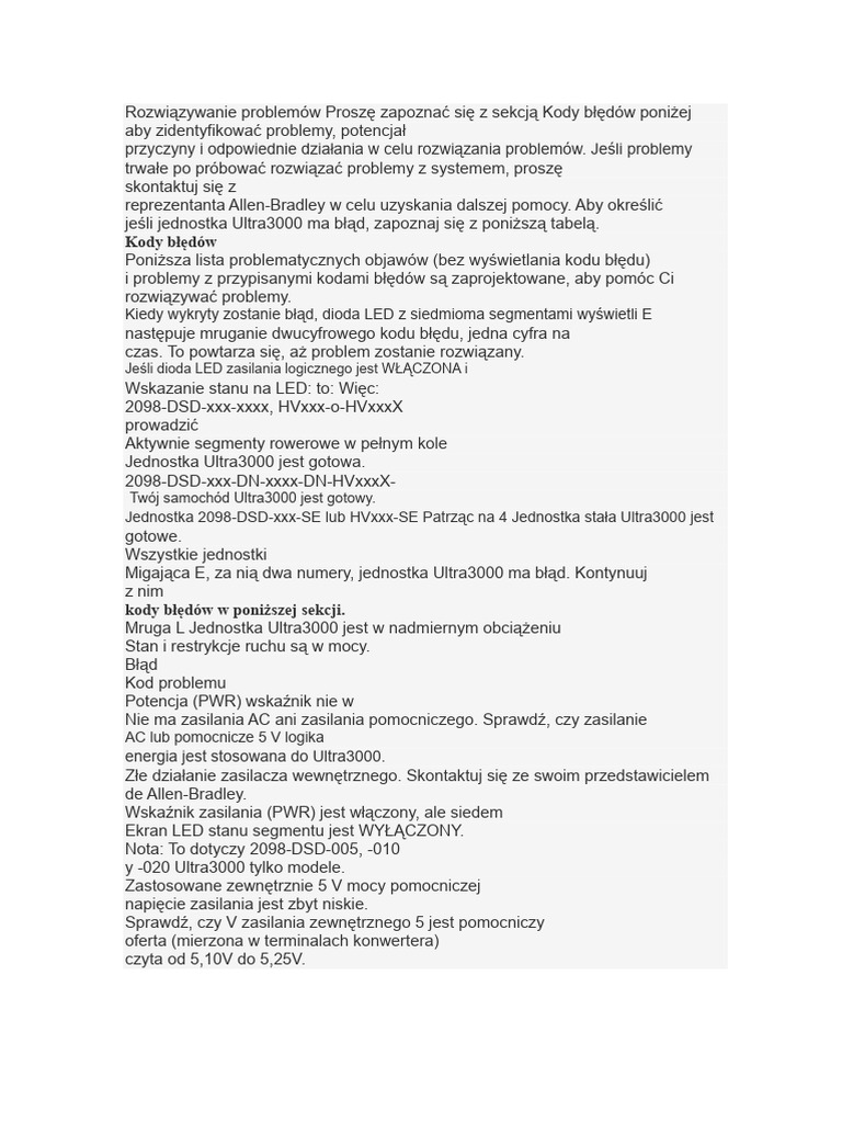 Kody Błędów Ultra 3000 | PDF