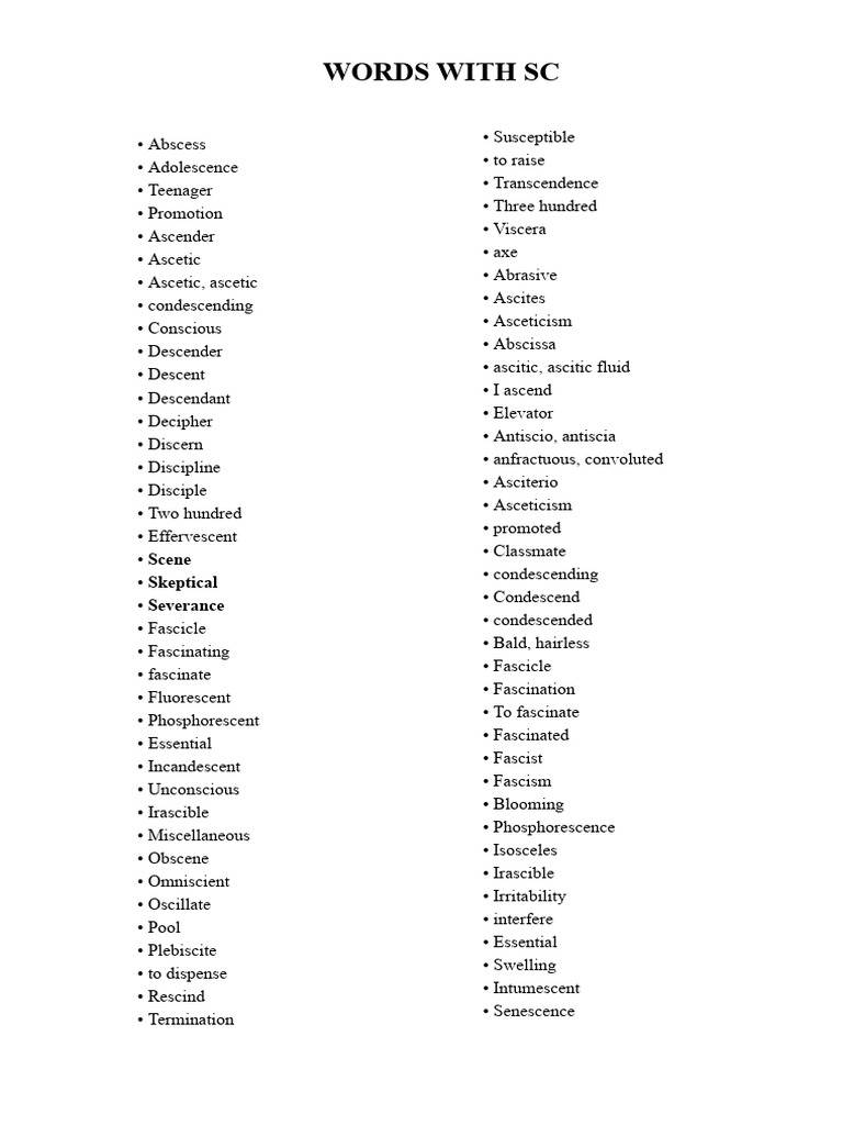 Words With - SC | PDF