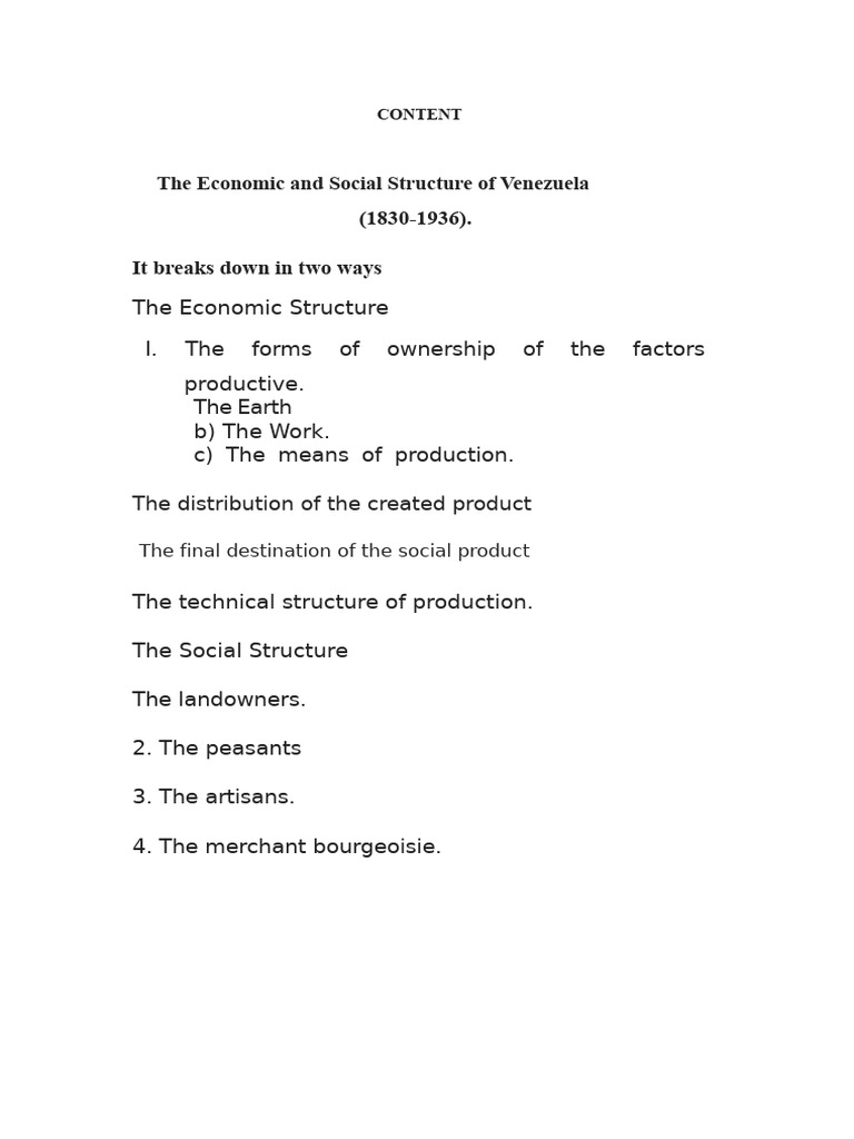Economic and Social Structure of Venezuela 1830 and 1836 | PDF ...