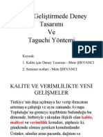 Taguchi: Kalite Geliştirmede Deney Tasarimi