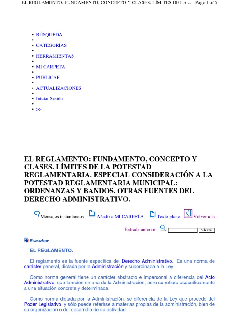 El Reglamento | PDF | Regulación | Fuentes del derecho