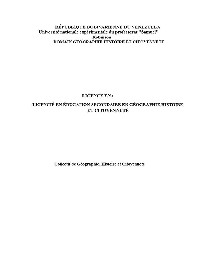 Programme de Licence en Géographie et Histoire | PDF | Pédagogie ...