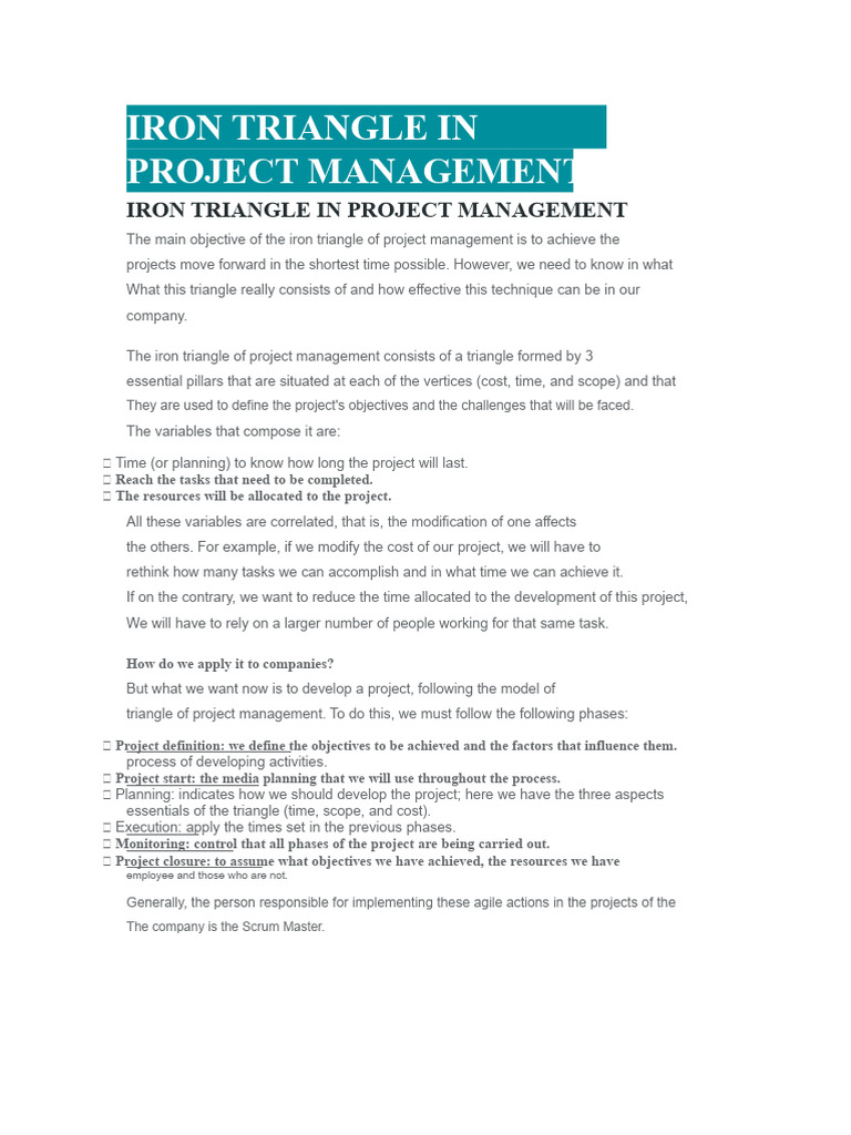 Iron Triangle in Project Management | PDF