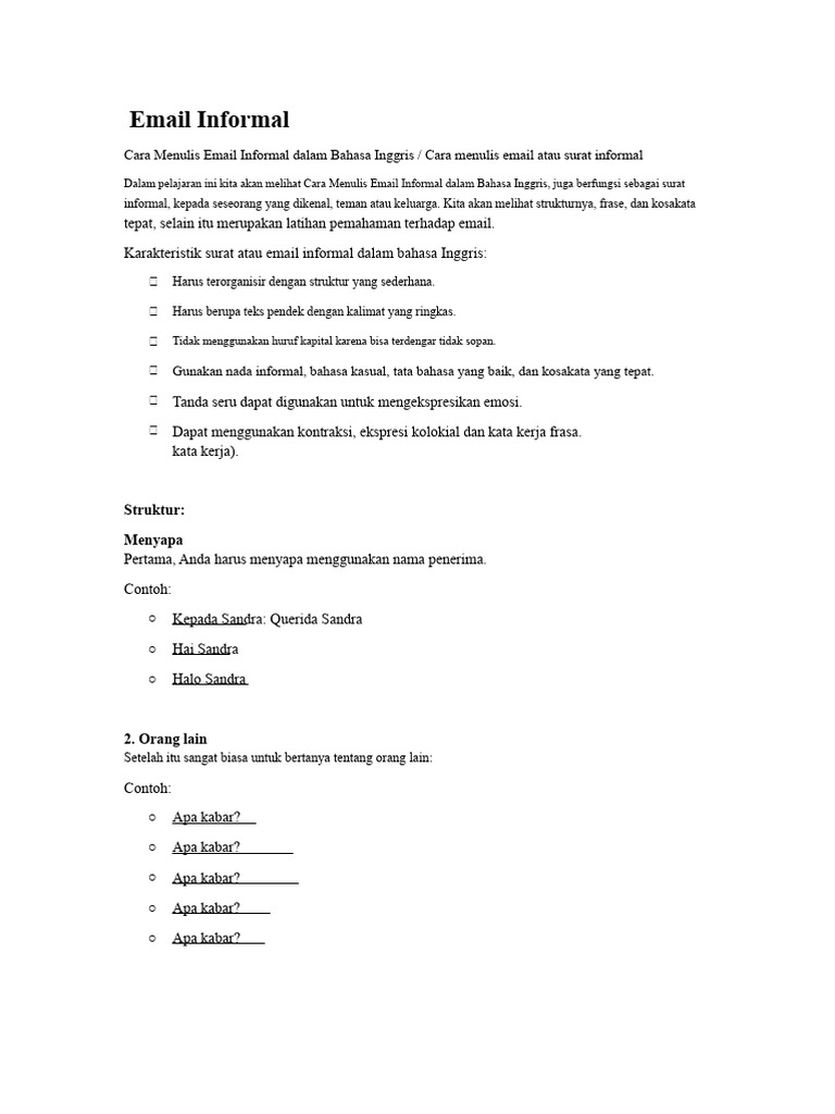 Panduan Menulis Email Informal | PDF
