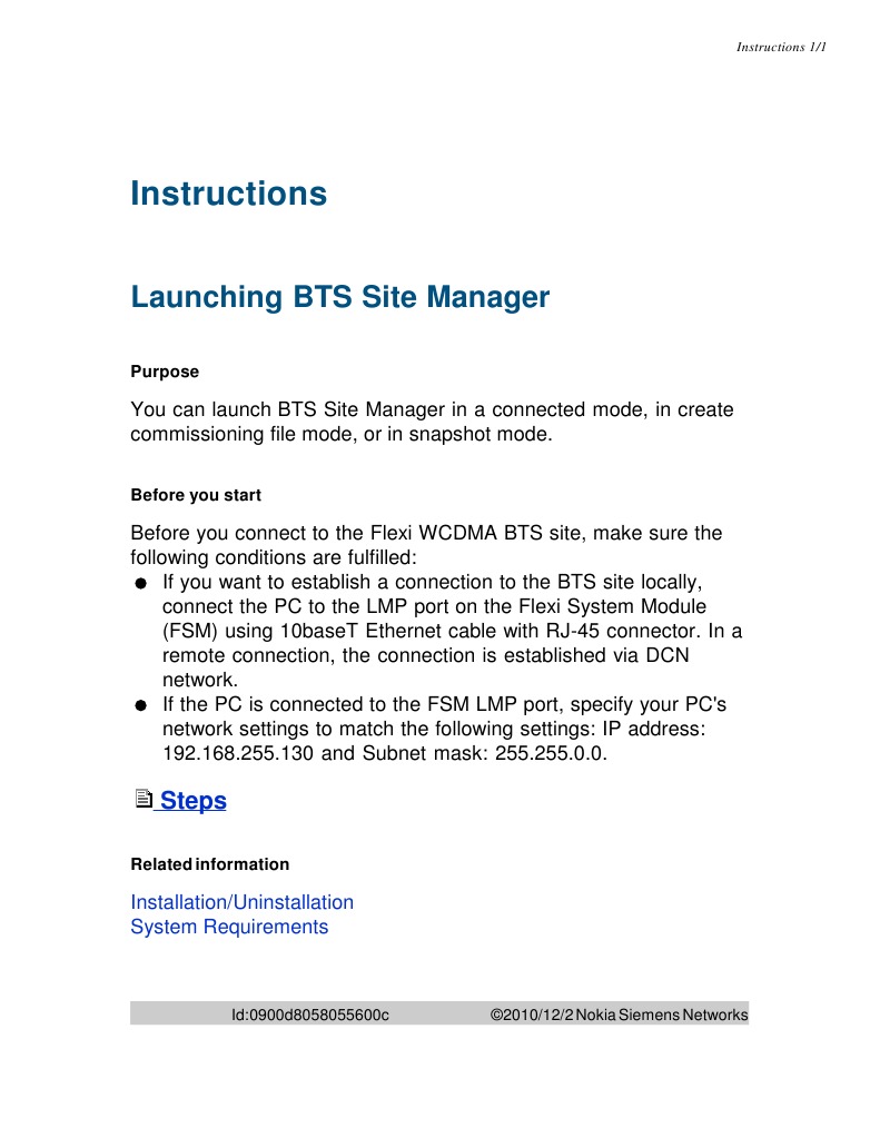 Bts Site Manager Conexion | PDF | Technology & Engineering