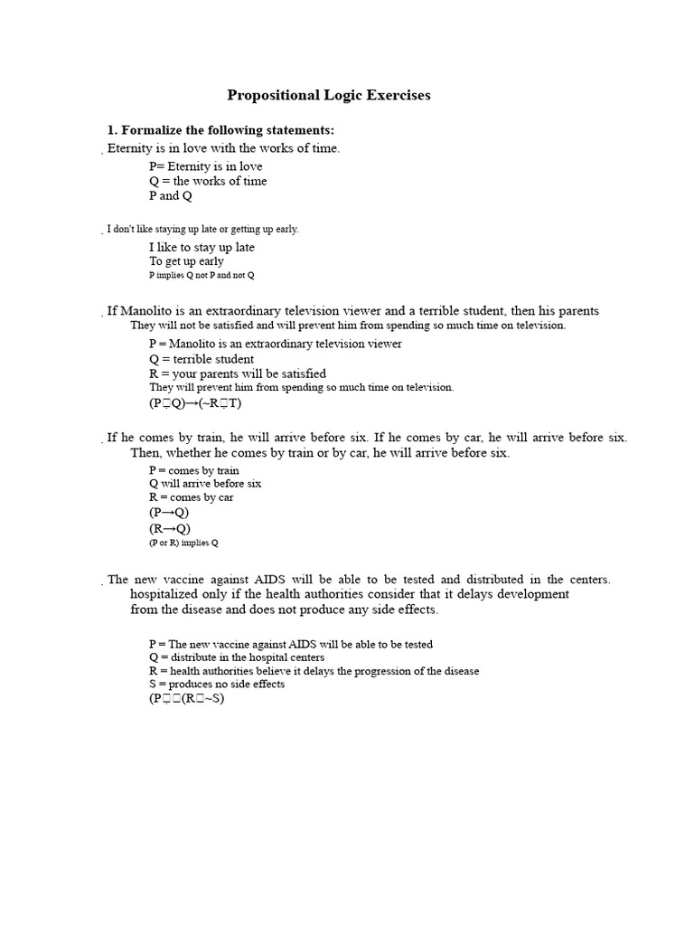 Exercises in Propositional Logic | PDF | Logic | Mathematical Logic