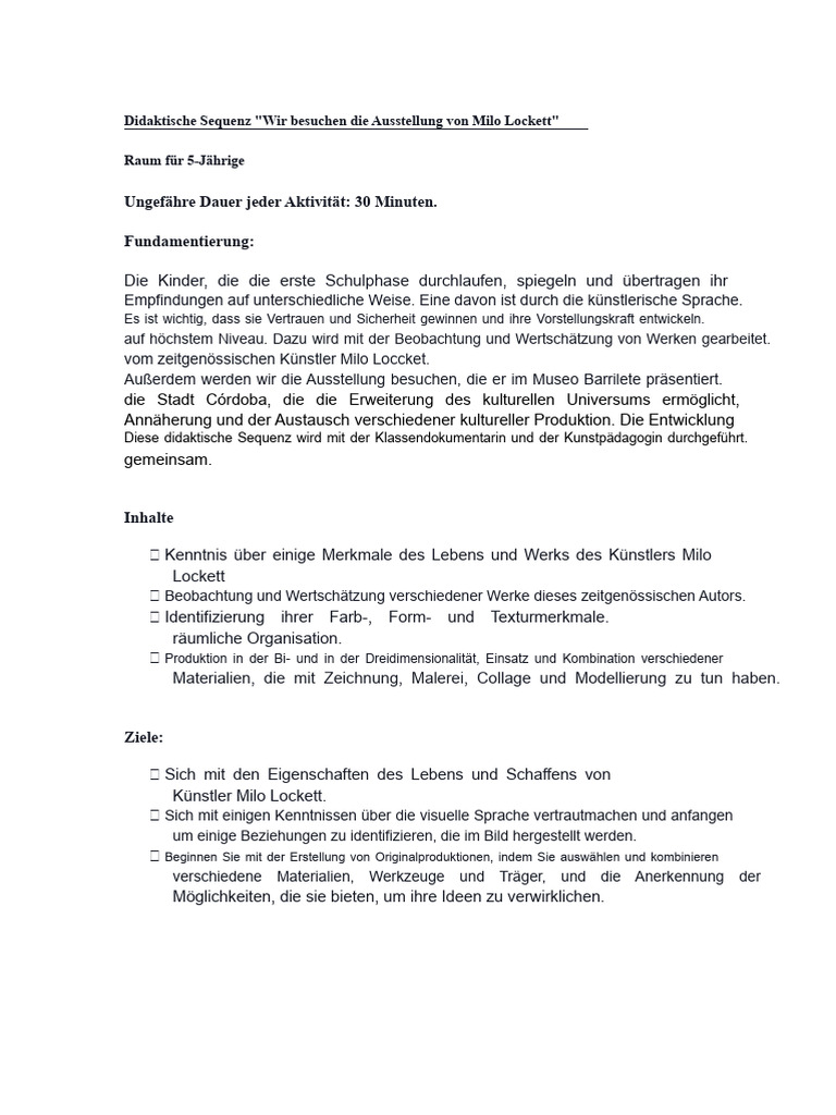 Didaktische Sequenz Milo, Raum Für 4-Jährige | PDF