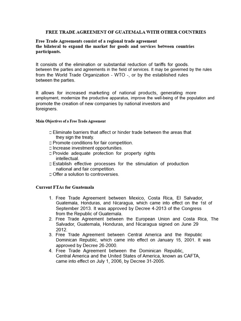Guatemala's Free Trade Agreements Overview | PDF | Central America ...