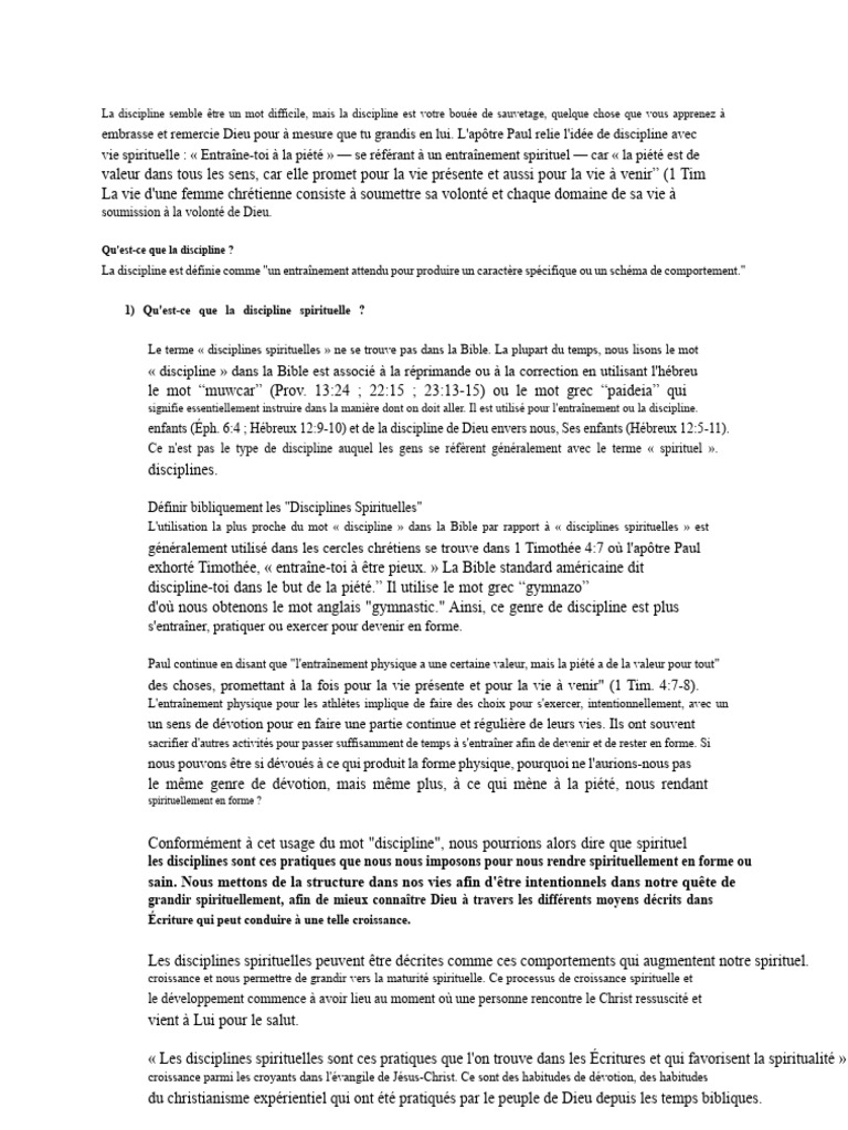Importance de la discipline spirituelle | PDF | Spiritualité | Dieu