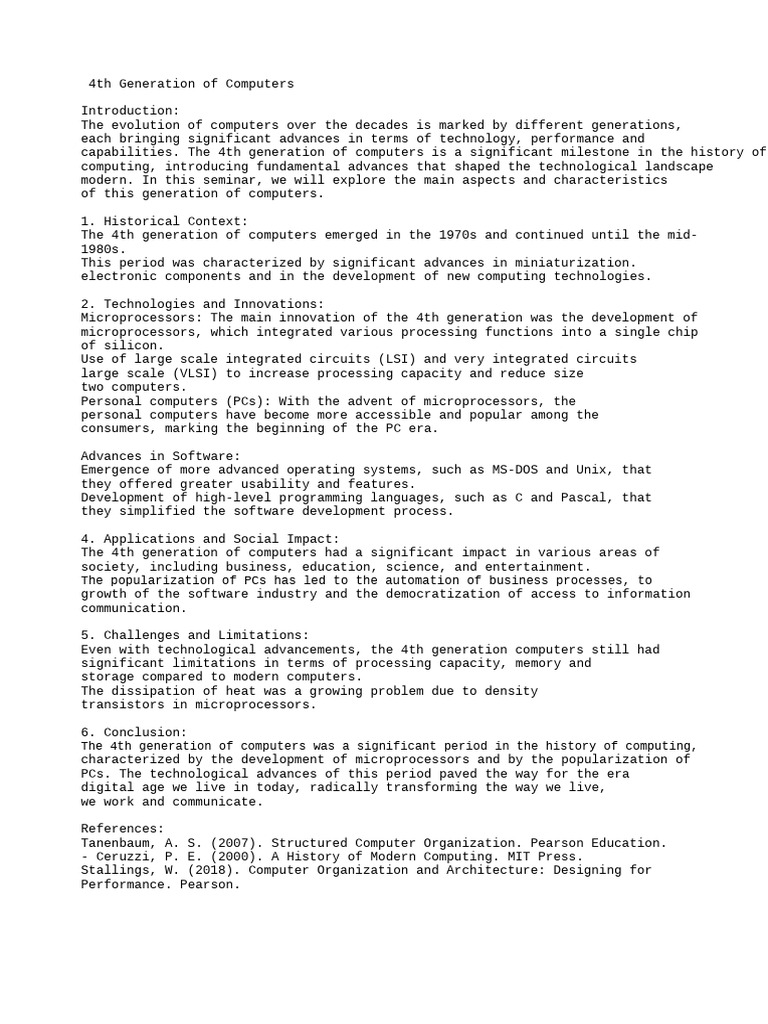 4th Generation of Computers | PDF | Integrated Circuit | Personal Computers