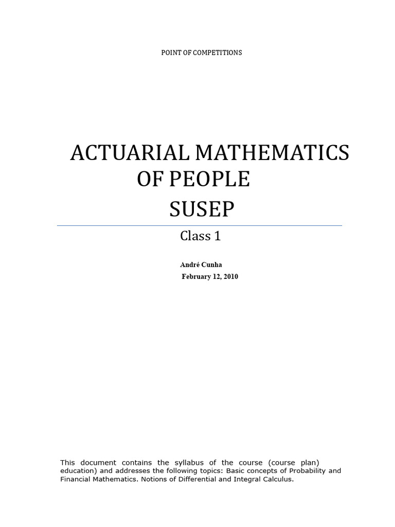 Actuarial Mathematics Course Syllabus | PDF | Probability Distribution ...