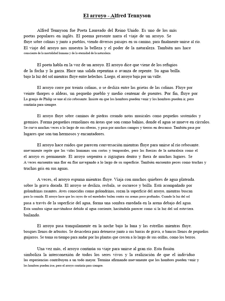 El viaje eterno de un arroyo en poesía | PDF