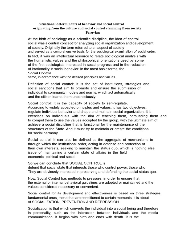 Situational Determinants of Behavior | PDF | Value (Ethics) | Socialization