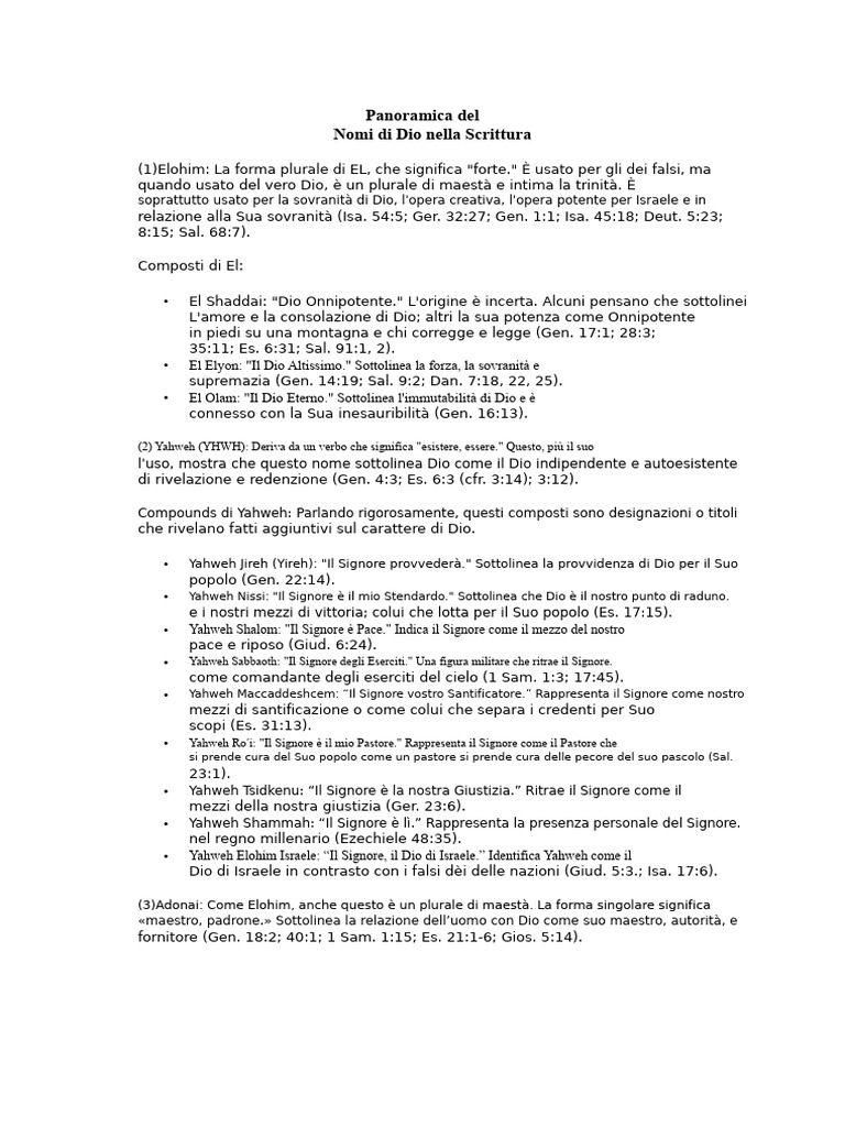 Nomi Di Dio Nelle Scritture | PDF