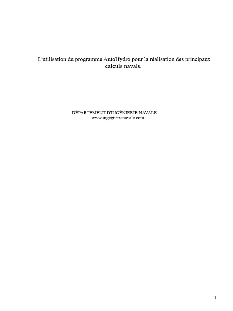 Utilisation d'AutoHydro pour calculs navals | PDF | Fichier ...