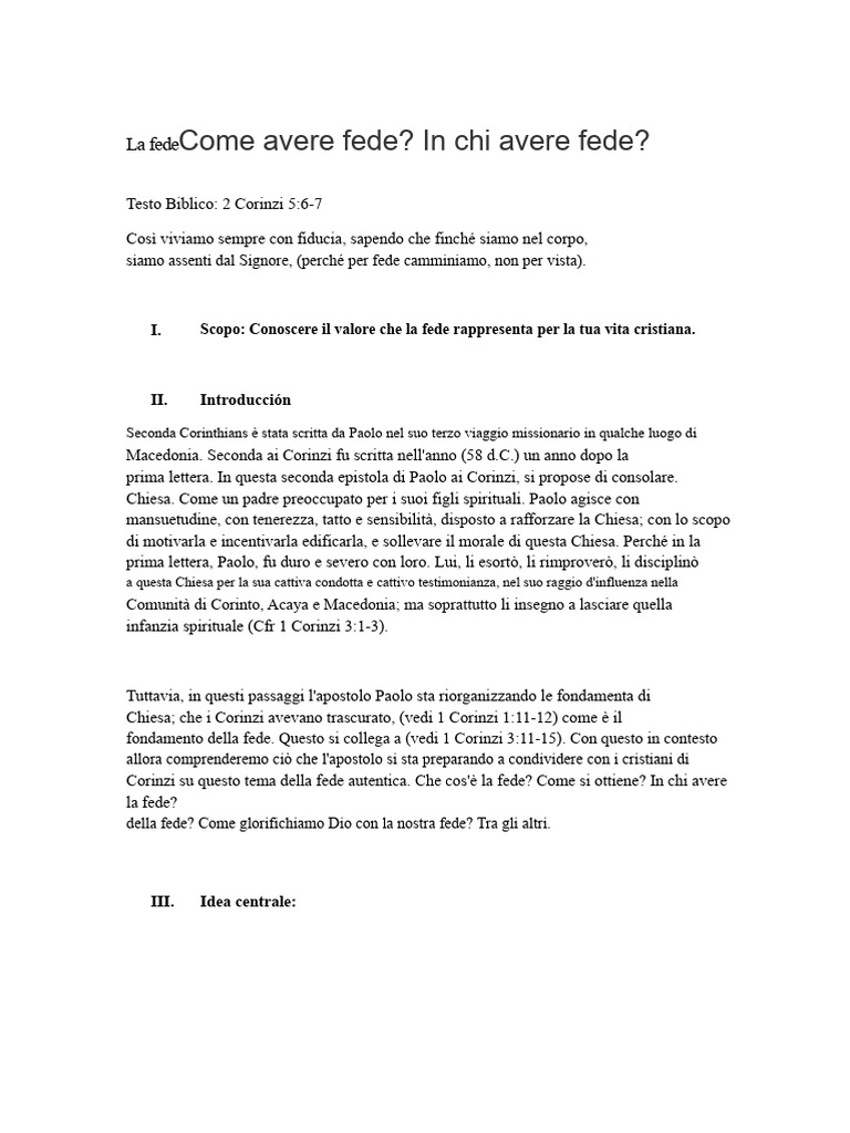 Tema Che Cos'è La Fede | PDF
