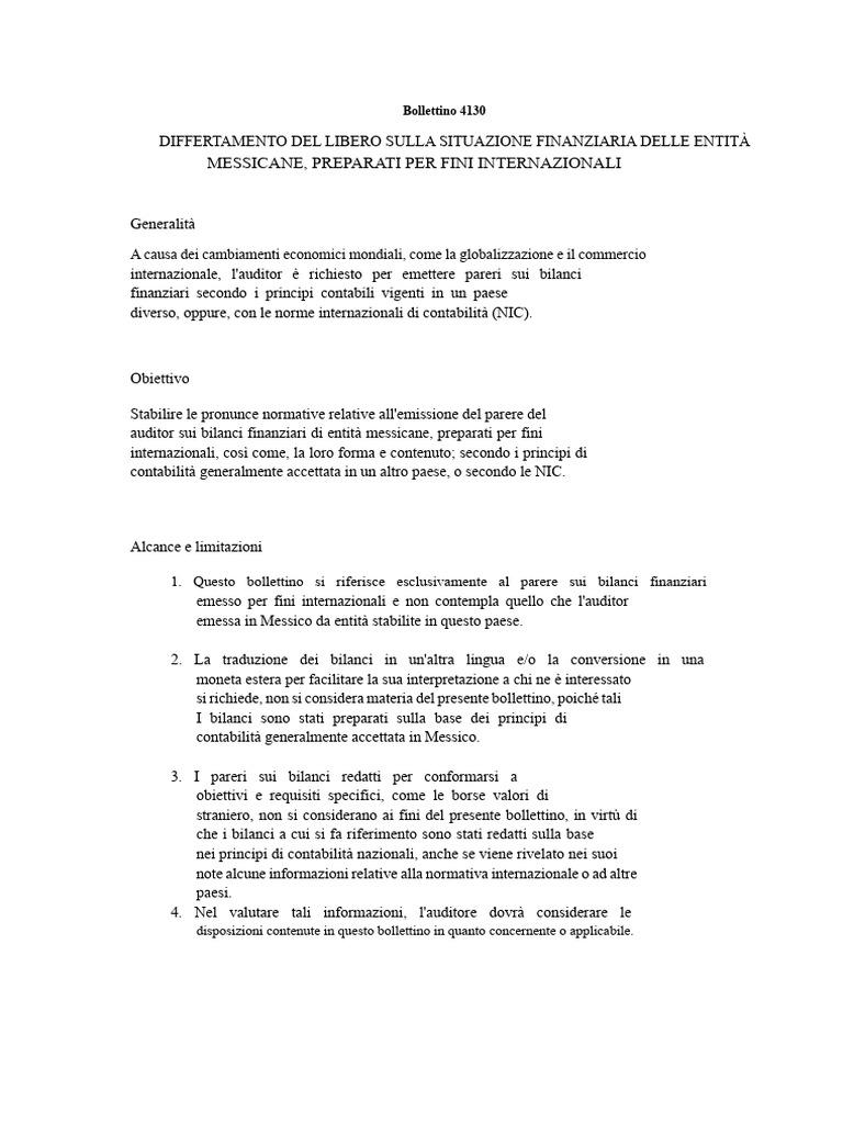 Bollettino 4130 - Stati Finanziari Con Finalità Internazionale | PDF