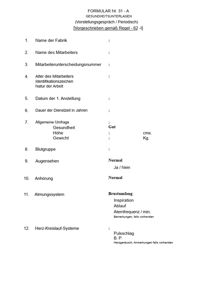 Formular Nr. 31AhEALTH | PDF