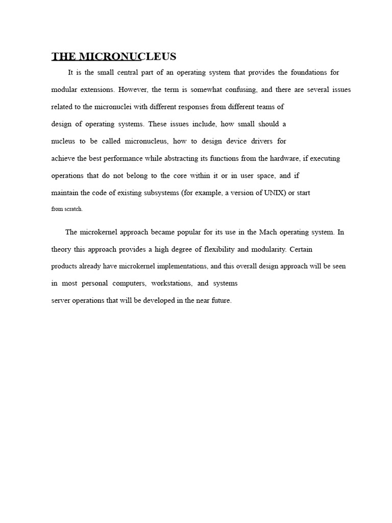 Understanding Micronucleus in OS Design | PDF | Kernel (Operating ...