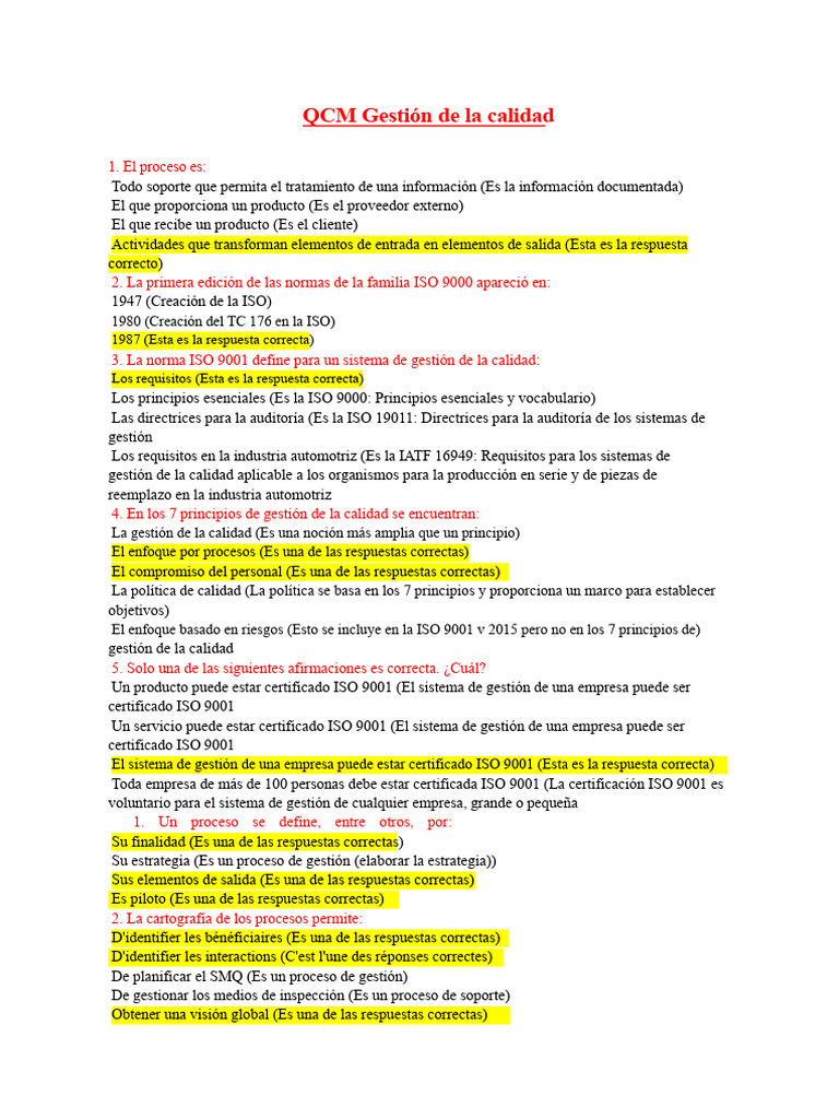 Gestión de la Calidad y Normas ISO 9001 | PDF | Calidad (comercial ...