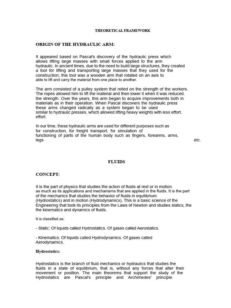 Theoretical Framework of The Hydraulic Arm | PDF | Rotation Around A ...