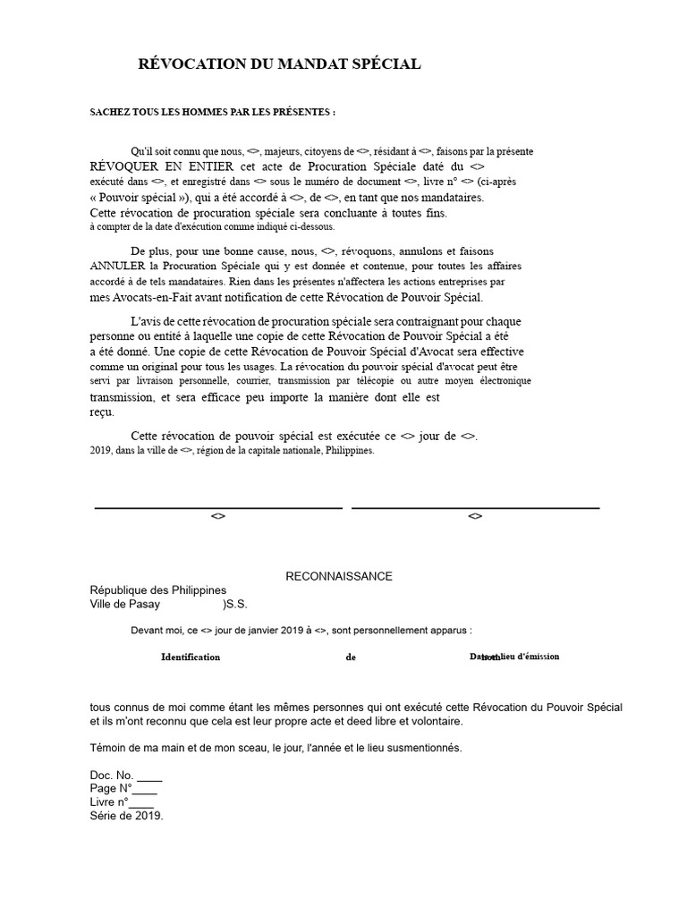 Révocation de La Procuration Spéciale | PDF