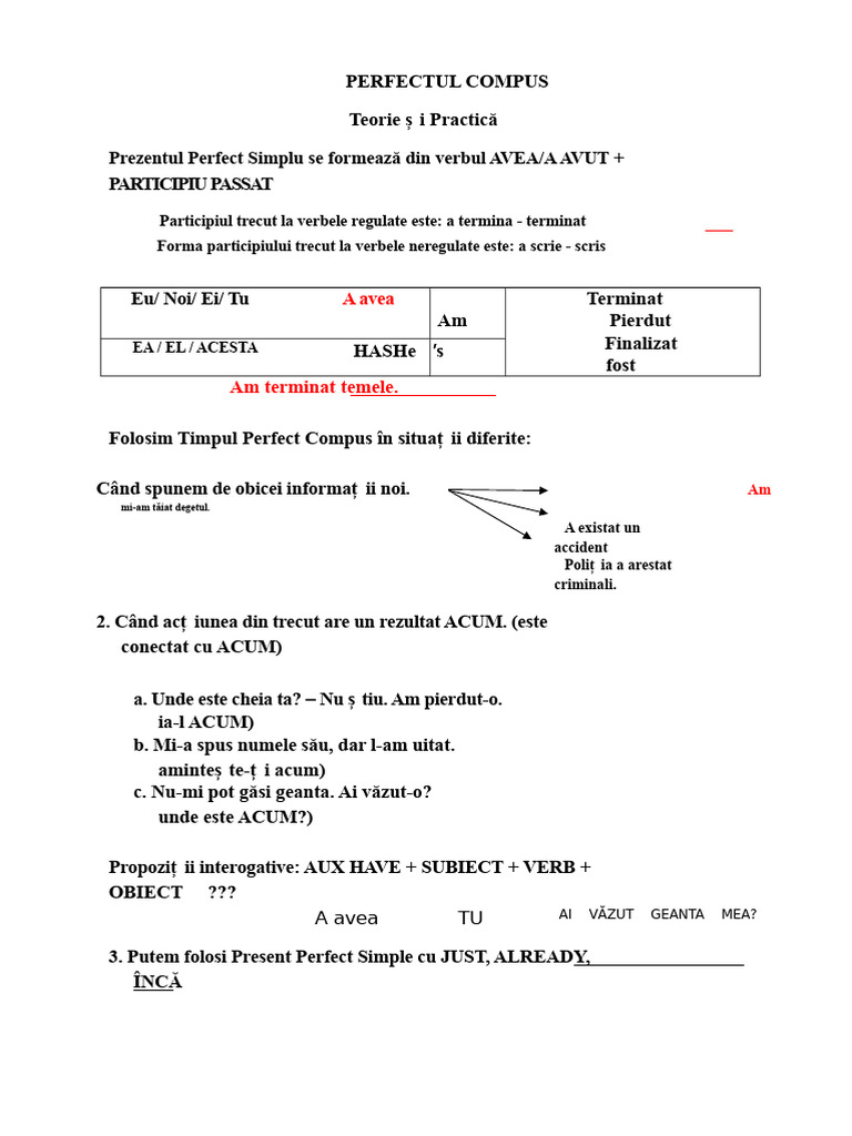 Prezentul Perfect | PDF