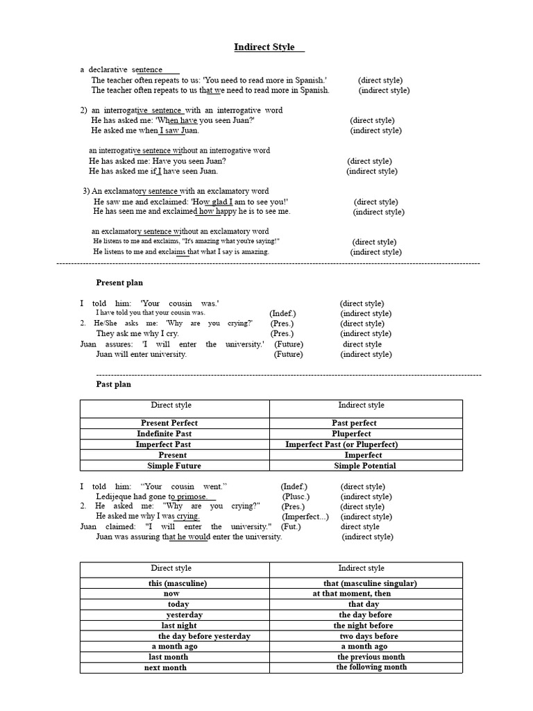 simple indirect style | PDF | Grammar | Syntax
