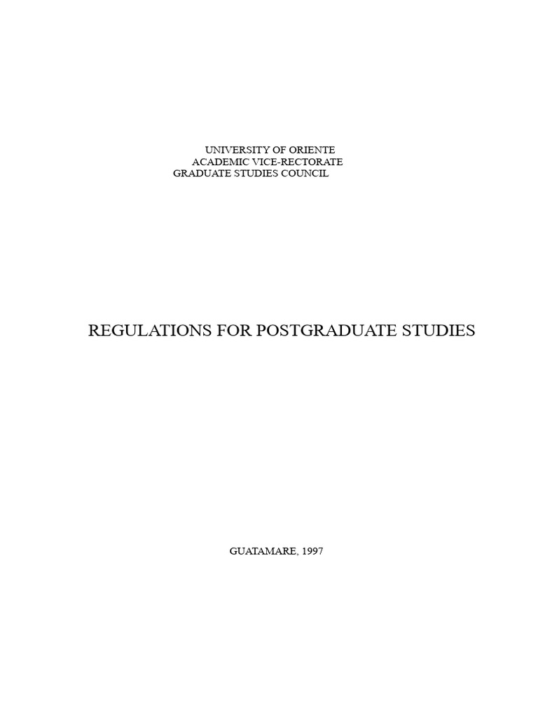 Postgraduate Studies Regulations 1997 | PDF | Postgraduate Education ...