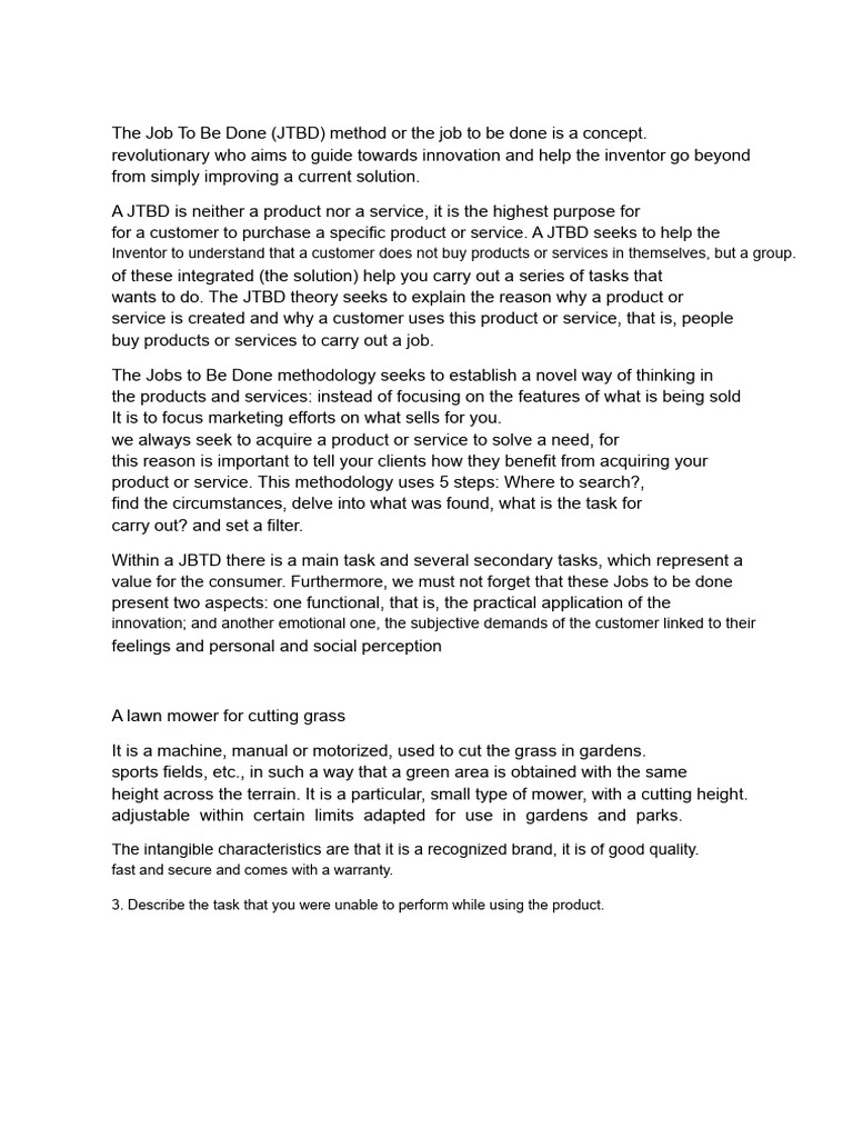 The Job To Be Done Method | PDF | Customer | Marketing