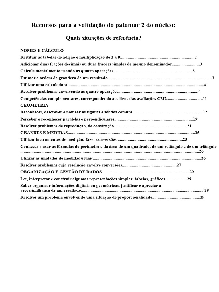 Validação do Patamar 2: Matemática Básica | PDF | Geometria | Decimal